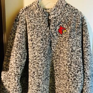 UofL Cardinals shaggy/ teddy sweater jacket